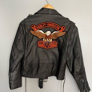 Black Leather Motorcycle Jacket Harley Davidson